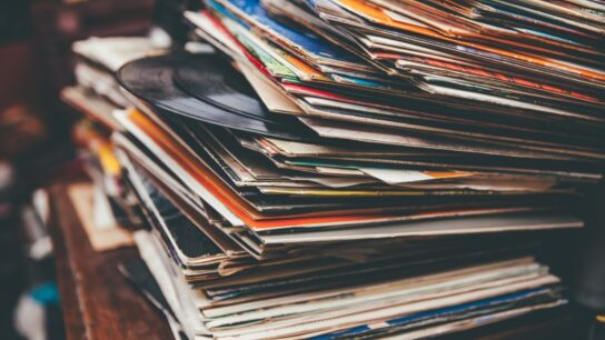 A stack of vinyl records